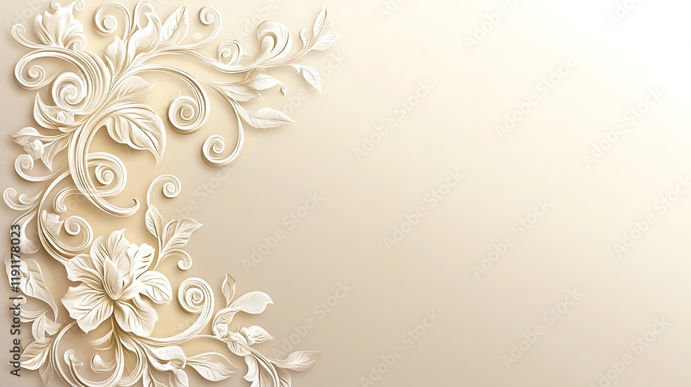 Elegant Cream Floral Design Background With Swirls Elegant Cream Floral Design Background With Swirls