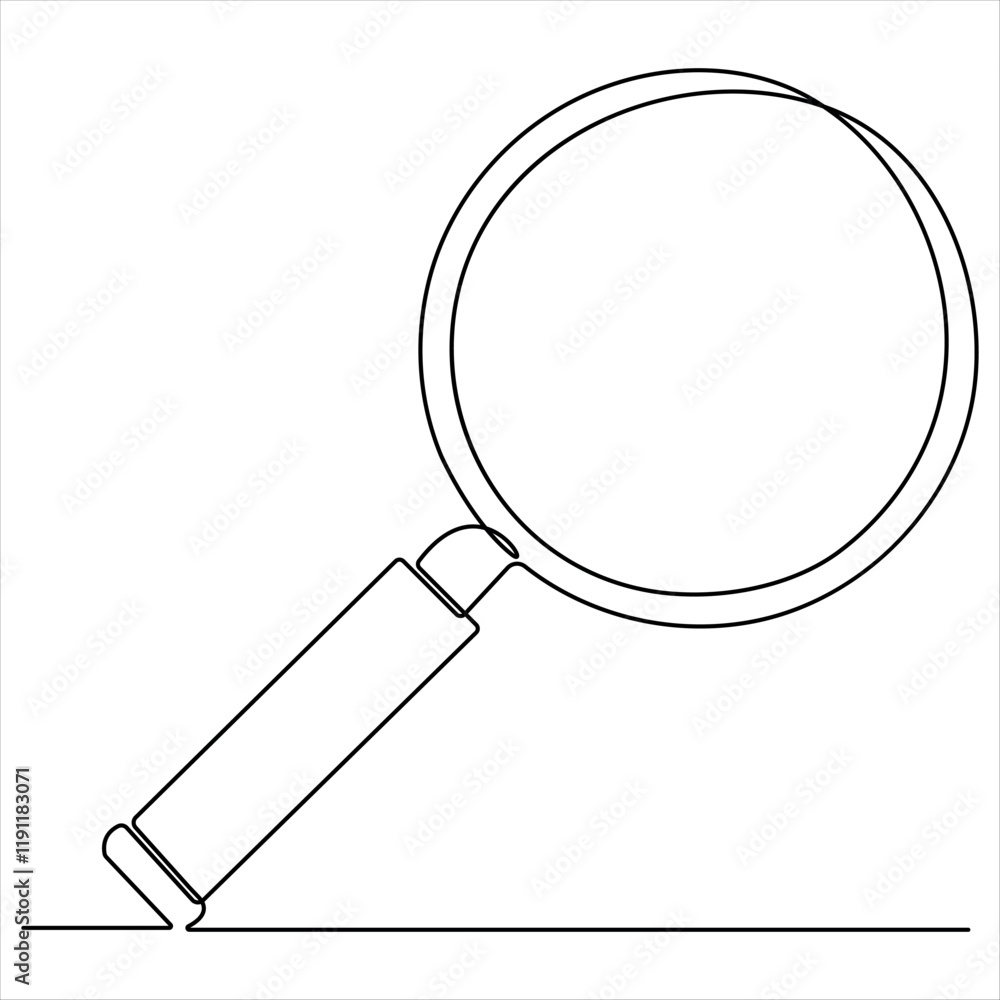 Continuous single line illustration of magnifying glass Continuous one line drawing of magnifying glass sketch vector Continuous single line illustration of magnifying glass Continuous one line drawing of magnifying glass sketch vector