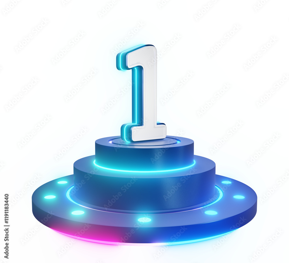 A 3d icon of podium for winner featuring the number one on top A 3d icon of podium for winner featuring the number one on top