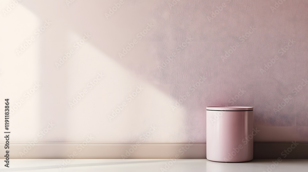 Pink Cylinder Container Against a Textured Wall Pink Cylinder Container Against a Textured Wall