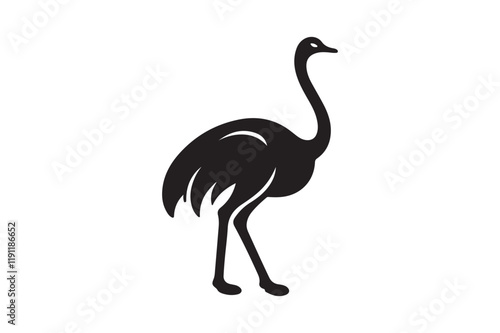 Minimal ostrich bird vector silhouette 