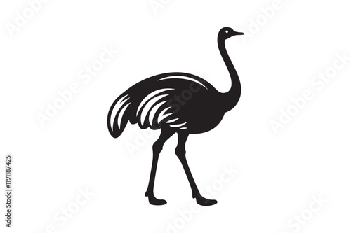 Minimal ostrich bird vector silhouette 