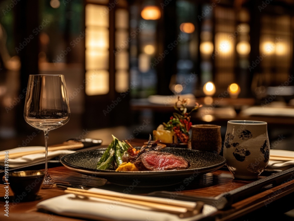 Savor Seared Wagyu Elegant Kaiseki Dinner Set Upscale Restaurant Culinary Experience Intimate Atmosphere Seasonal Delicacies Savor Seared Wagyu Elegant Kaiseki Dinner Set Upscale Restaurant Culinary Experience Intimate Atmosphere Seasonal Delicacies