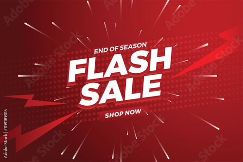 Flash Sale Shopping Poster or banner with Flash icon and 3D text on red background. Flash Sales banner template design for social media and website. Special Offer Flash Sale campaign or promotion