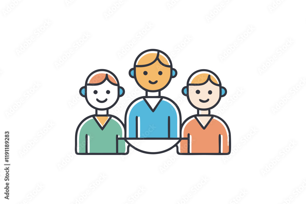 Conceptual icon of teamwork with people working together, highlighting partnership, collaboration, and collective success Conceptual icon of teamwork with people working together, highlighting partnership, collaboration, and collective success