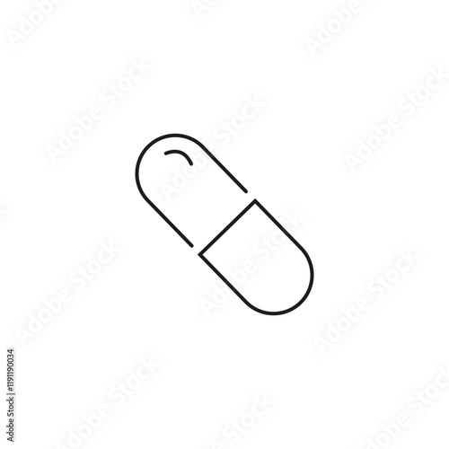 Pills and Tablets, linear style icon set. Various shapes and forms of medication capsules. Drug compounds and pharmaceutical products. Editable stroke width.