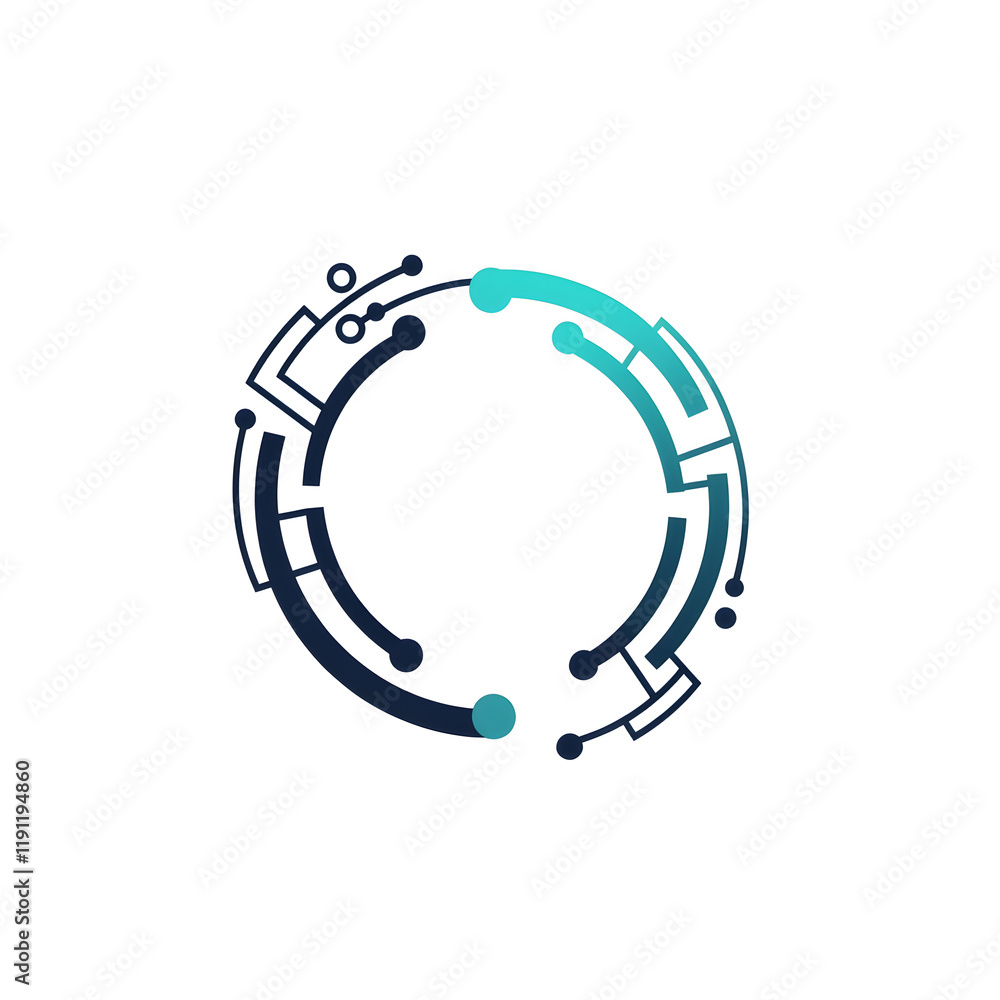 Minimalistic Circuit Icon with Overlapping Circular Design Minimalistic Circuit Icon with Overlapping Circular Design
