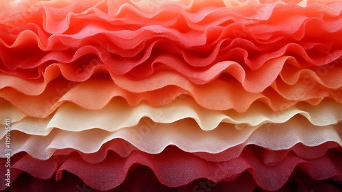 Layered Ruffled Fabric in Warm Color Gradient