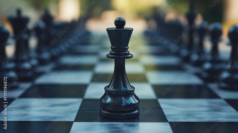 Strategic Chess King Surrounded by Pawns on a Checkerboard Strategic Chess King Surrounded by Pawns on a Checkerboard