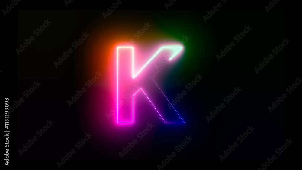 Letter K with an abstract, colorful neon effect and motion animation in 4K video footage. Letter K with an abstract, colorful neon effect and motion animation in 4K video footage.