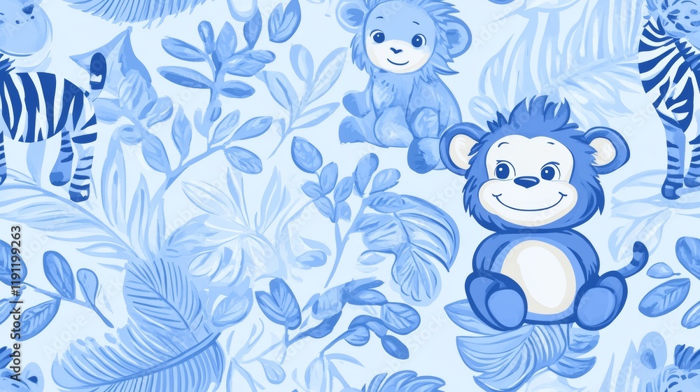 Fototapeta premium Playful Animal Illustrations in Zoo Theme for Kids' Decor