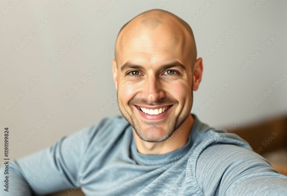 Portrait of a bald man with a warm and friendly smile Portrait of a bald man with a warm and friendly smile