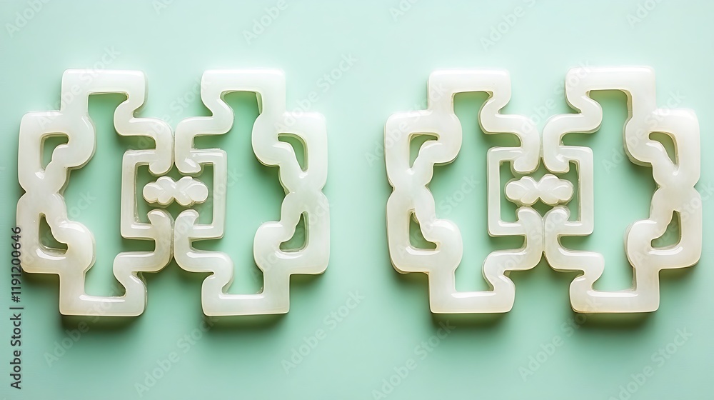 Intricate Jade Carvings Displaying Symmetrical Designs Intricate Jade Carvings Displaying Symmetrical Designs