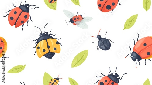 Colorful Doodles of Tiny Insects on a White Background
