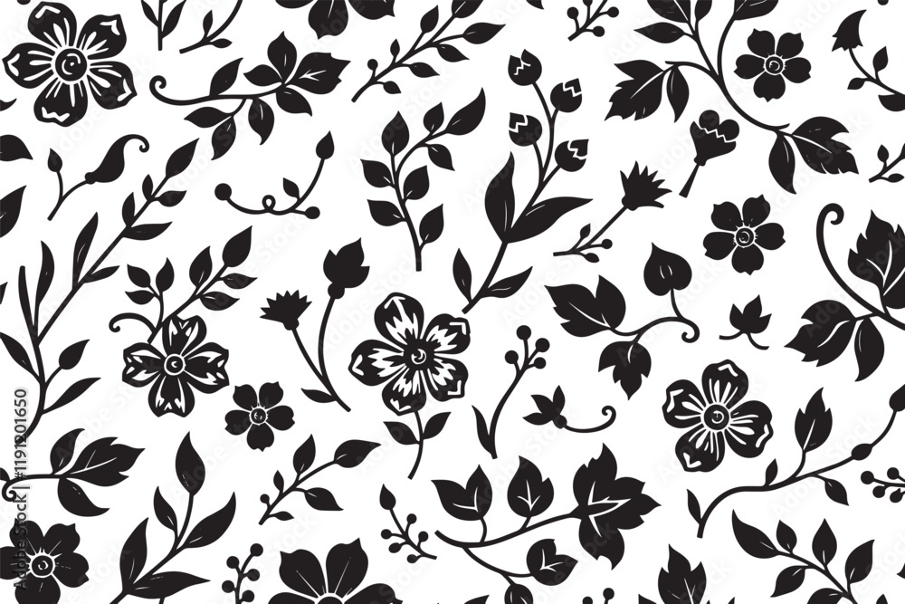 Elegant Black-and-White Floral Patterns for Versatile Applications Elegant Black-and-White Floral Patterns for Versatile Applications