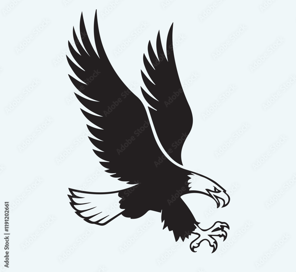 Fototapeta premium Eagle black silhouette art