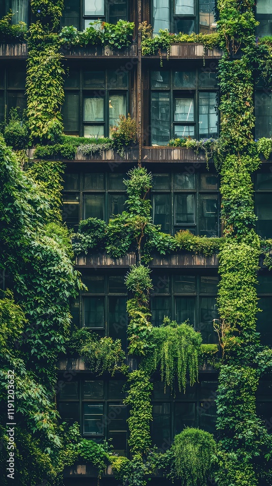 Lush Greenery Covering Urban Building Facade in City Landscape Lush Greenery Covering Urban Building Facade in City Landscape