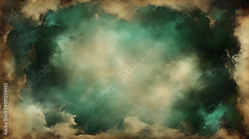 Abstract Emerald Gold Cloud Swirl Design