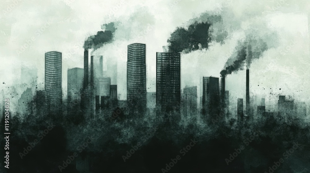 Urban Landscape with Pollution and Smoke Effects Urban Landscape with Pollution and Smoke Effects