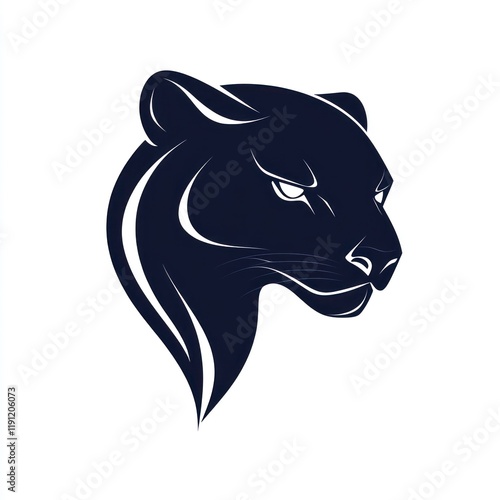 Black panther head profile, stylized design, white background, logo design photo