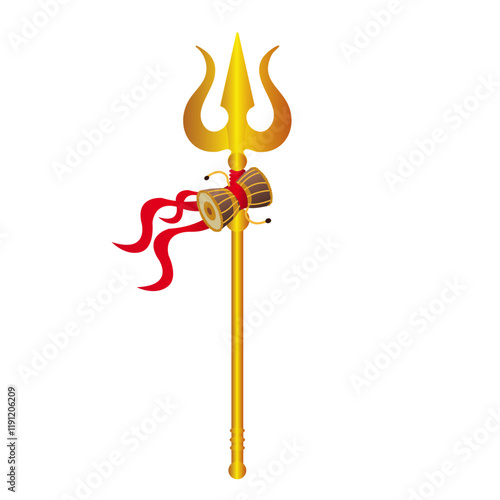 Golden trishul of lord shiva vector 