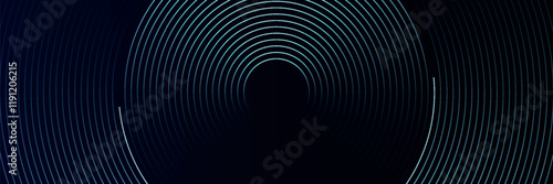 Blue abstract background with glowing circles. Swirl circular lines pattern. Geometric spiral. Twirl element. Modern graphic design. Futuristic technology concept. circle vector ilustration