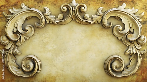 Elegant Ornate Frame Design With Beige Background photo