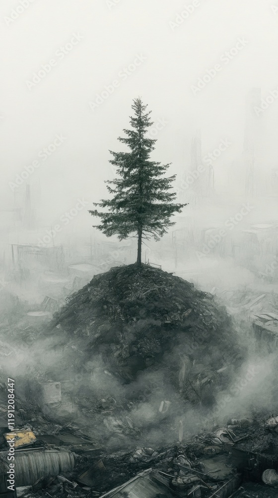 Fototapeta premium Lone Tree in a Post-Apocalyptic Wasteland