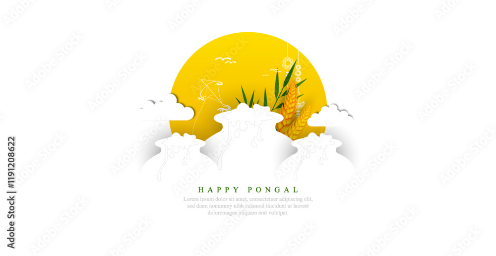 vector illustration of Happy Pongal Holiday of Tamil Nadu South India. vector illustration of Happy Pongal Holiday of Tamil Nadu South India.