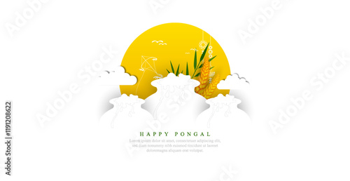 vector illustration of Happy Pongal Holiday of Tamil Nadu South India.	