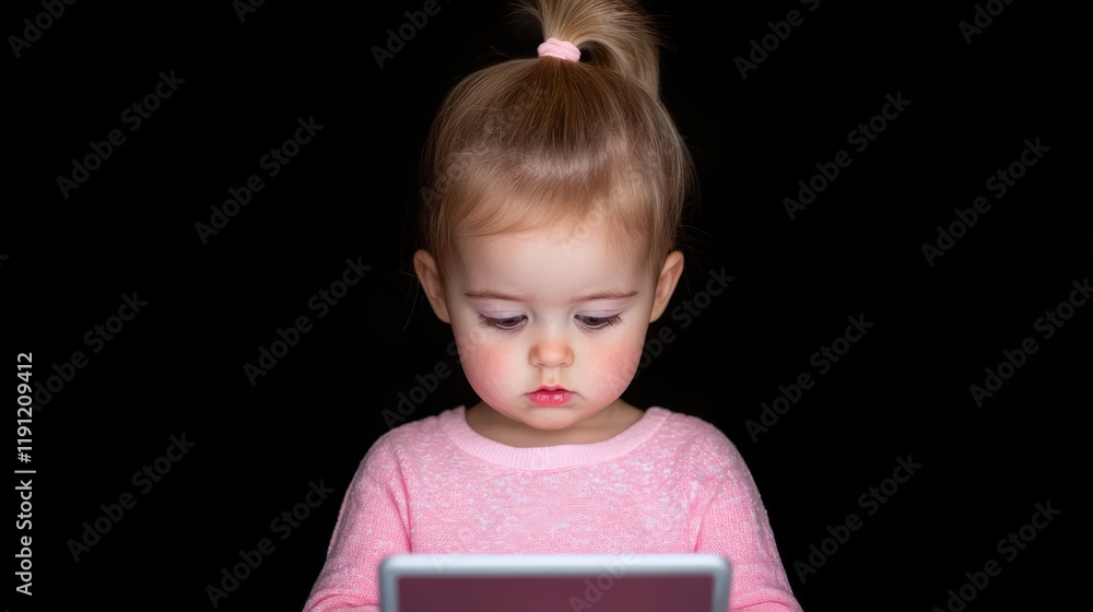 Young Child Engaged in Colorful Learning and Coding Activity Young Child Engaged in Colorful Learning and Coding Activity