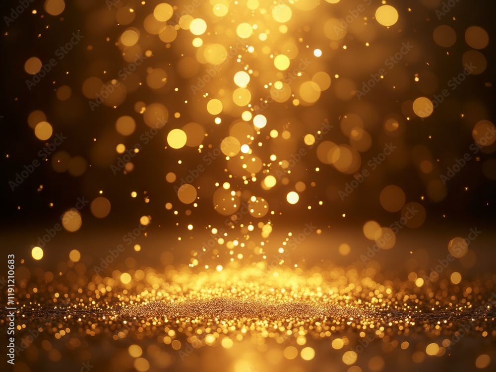 Golden Confetti Falling, Festive Background Golden Confetti Falling, Festive Background