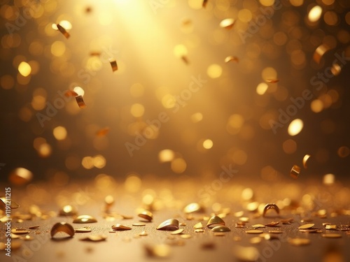 Golden Confetti Falling, Festive Background