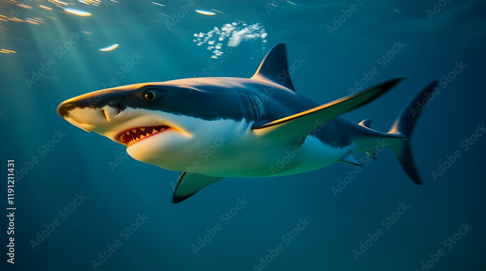 Fototapeta premium shark Majestic Predator in Motion Underwater Elegance 