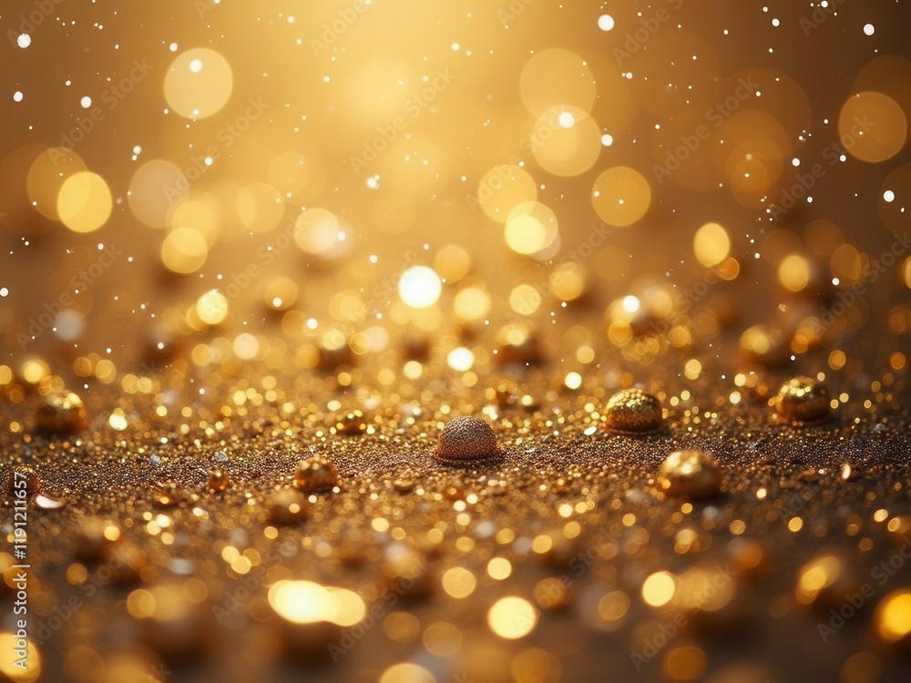 Golden Confetti Falling, Festive Background Golden Confetti Falling, Festive Background