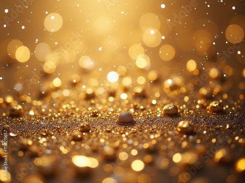 Golden Confetti Falling, Festive Background