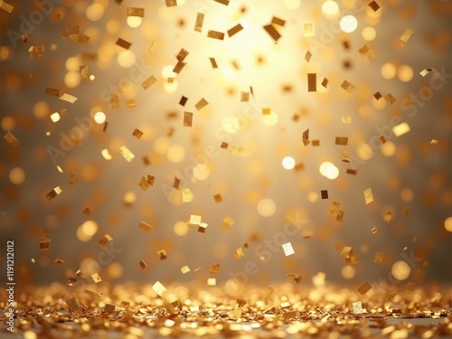 Golden Confetti Falling, Festive Background