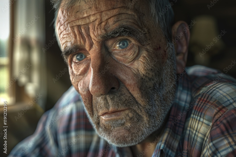 Mature man with raised eyebrows by wife at home Mature man with raised eyebrows by wife at home
