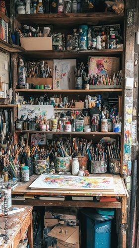 Wallpaper Mural Cozy Artist Studio Filled with Colorful Supplies and Tools Torontodigital.ca