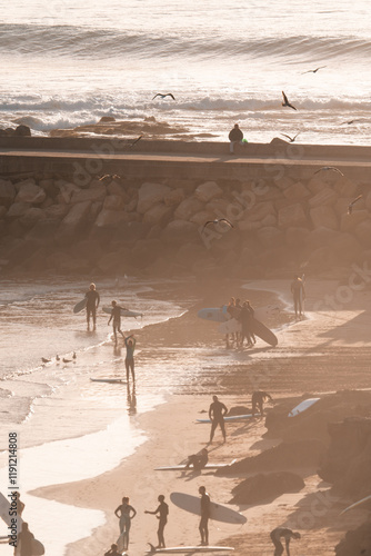 Surf beach scene, Imsouane, Morocco sunset photo