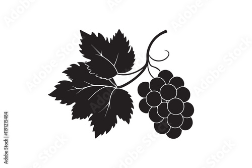 Grapes silhouette vector bunch of grapes with leaf on white background.03