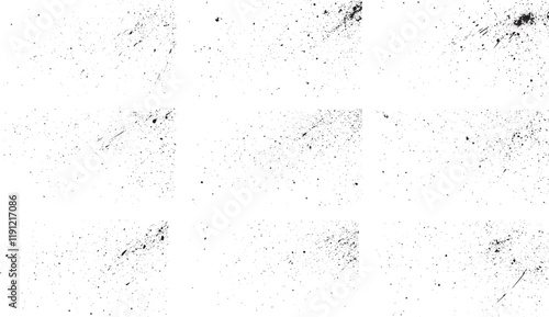 Set of Black and white grunge dust texture, Vintage grunge paper texture isolated. Old worn overlay distressed background. 