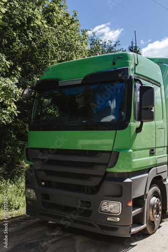 Wallpaper Mural Vertical photo of a truck cabin. Green truck cabin. Cargo transportation. Torontodigital.ca