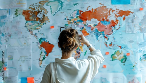 A vision board showcasing diverse business cultures and practices from around the world, with images, maps, and quotes that emphasize.