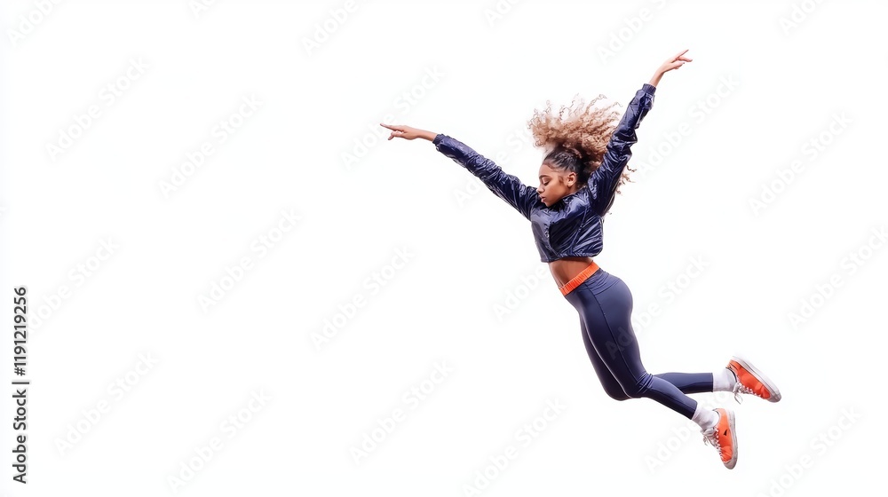 Dynamic Dancer in Motion Isolated on White Background Dynamic Dancer in Motion Isolated on White Background