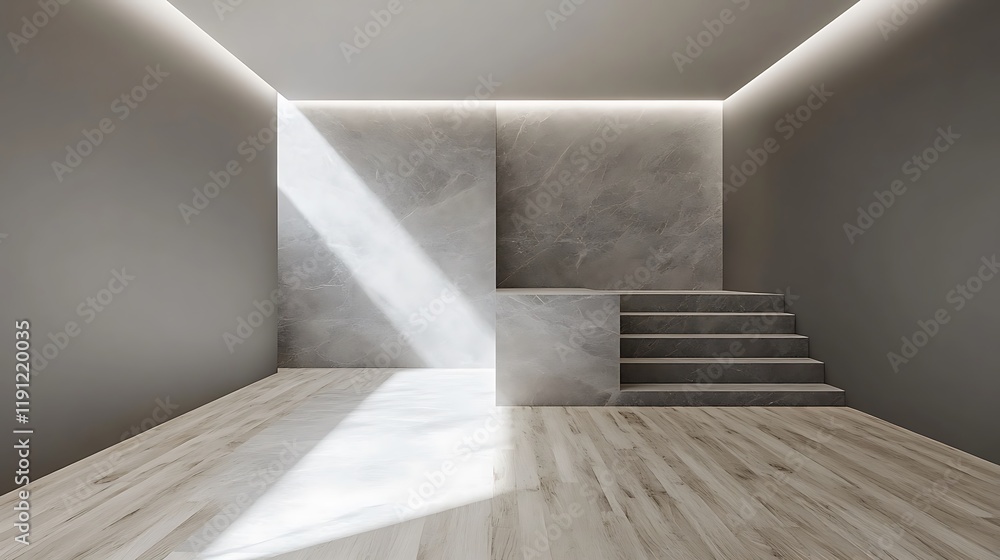 Obraz premium Minimalist Room Design With Marble And Wooden Floor