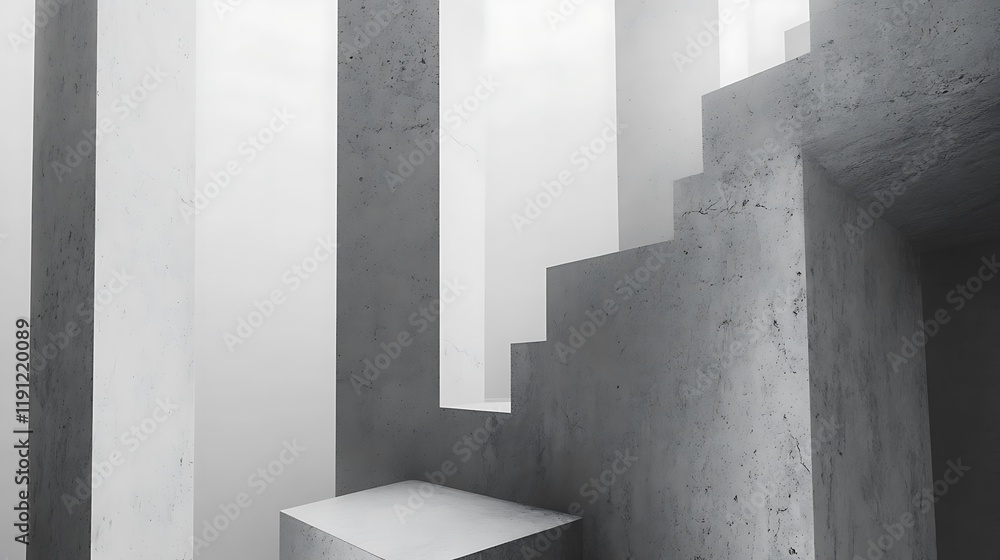 Fototapeta premium Abstract Concrete Structure Staircase Architectural Design