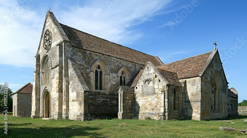 Historic Stone Church with Stunning Gothic Architecture in Nature