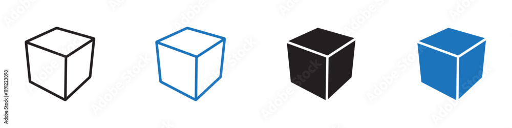 Box icon Flat line symbol Box icon Flat line symbol