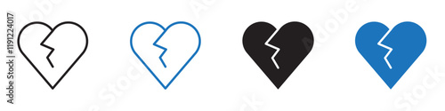 Broken heart icon Flat line symbol